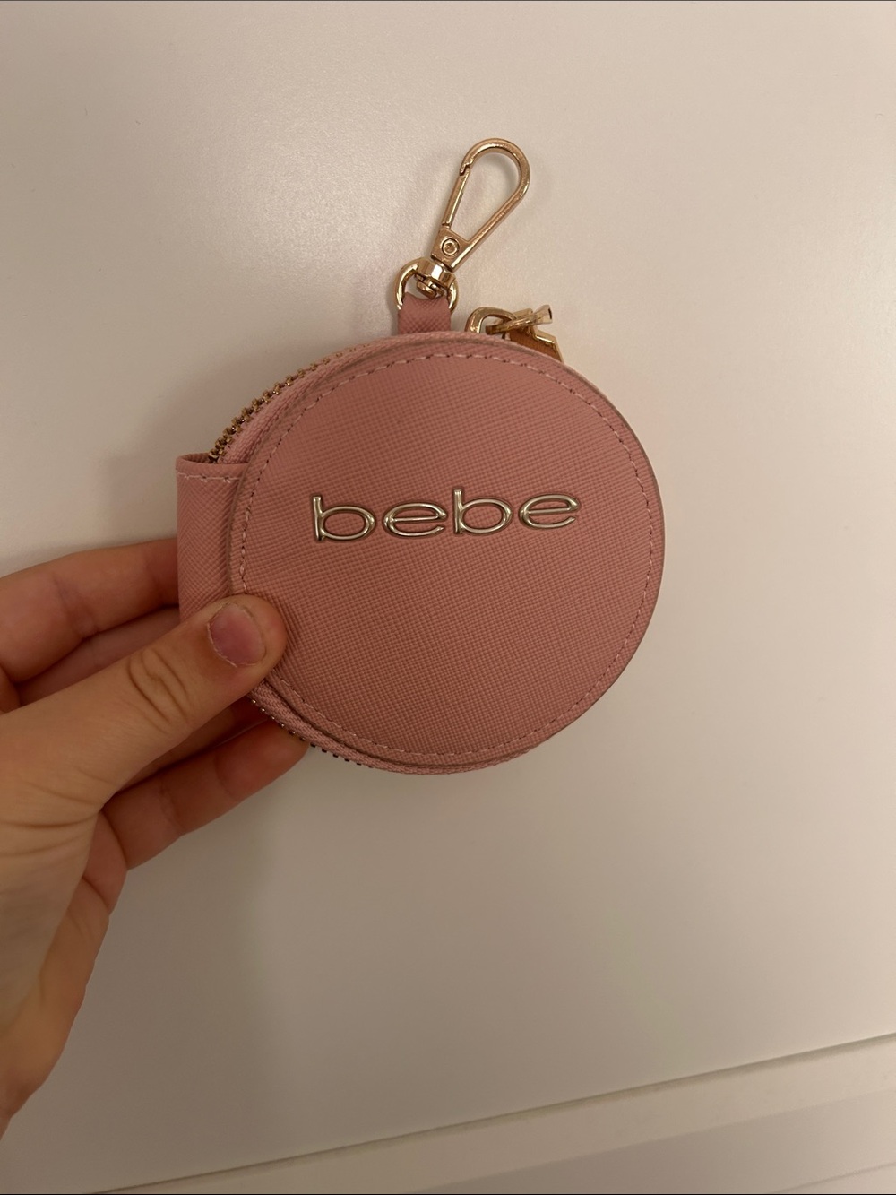 bebe Round Zip Coin Purse Keychain - Pink